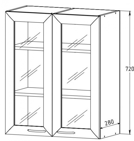 Шкаф 600 с полкой рамочный (стекло)